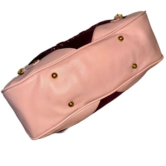Juicy Couture Bordeaux Velour Pink Faux Leather Nuova Twig Dog Double Handle Bag - Picture 7 of 13